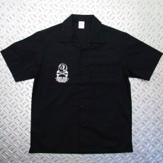 画像2: パンク・ロック系 オープンカラー ワークシャツ：MDR スカル 8BALL 半袖 ブラック (2)