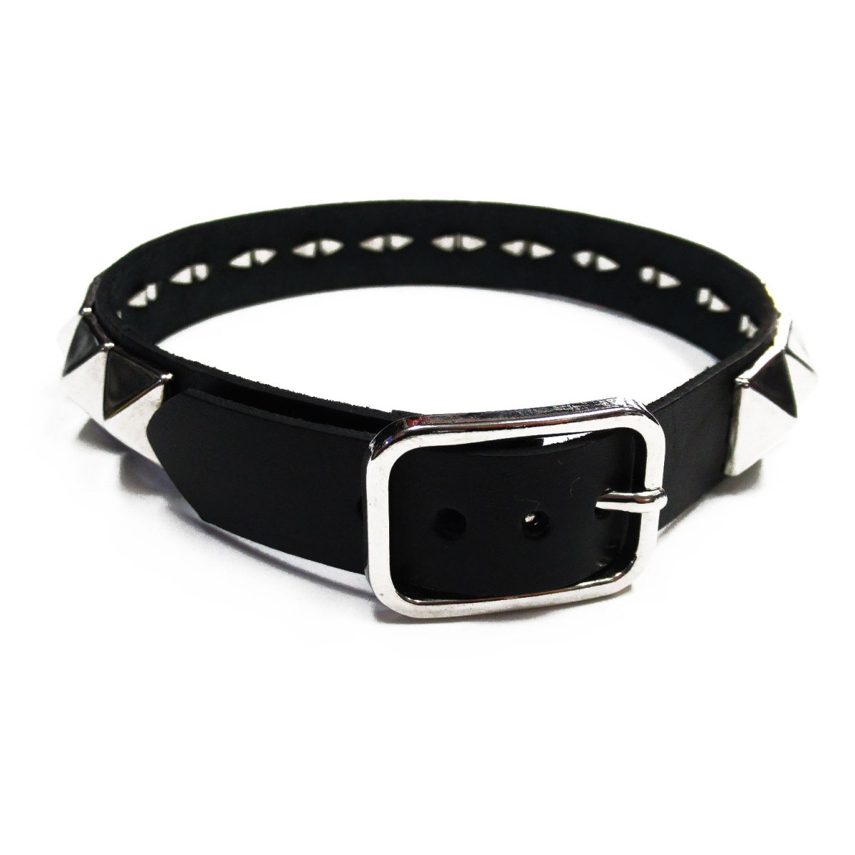 画像2: 【再入荷】パンク ロック系 本革 レザー 15mm 角鋲 チョーカー ブラック (2)