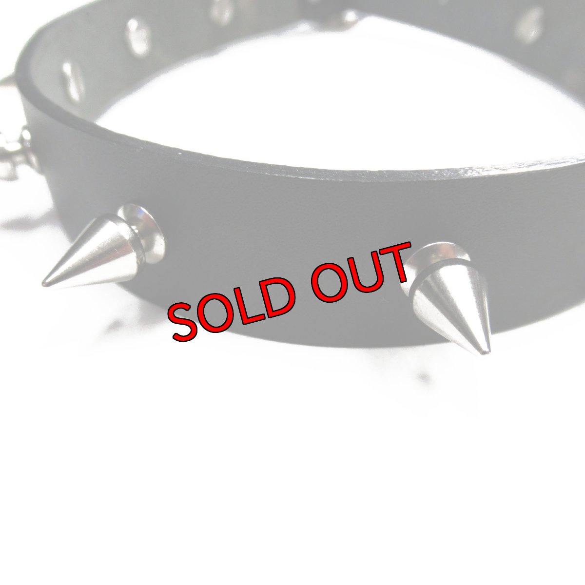 画像2: パンク ロック系 本革 レザー 14.5mm ロンドン鋲 チョーカー ブラック (2)