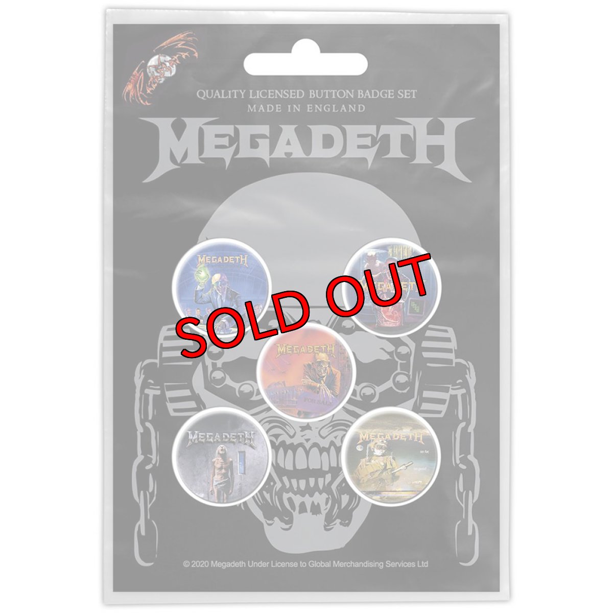 画像1: 【再入荷】オフィシャル バンド缶バッジ：メガデス MEGADETH Vic Rattlehead 5個セット (1)
