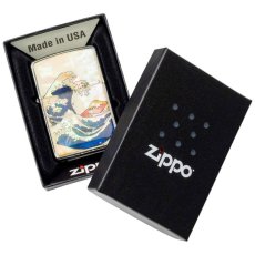 画像4: Zippoジッポーライター：波富士 天然貝貼り エポ 片面加工 シルバー  銀 (4)