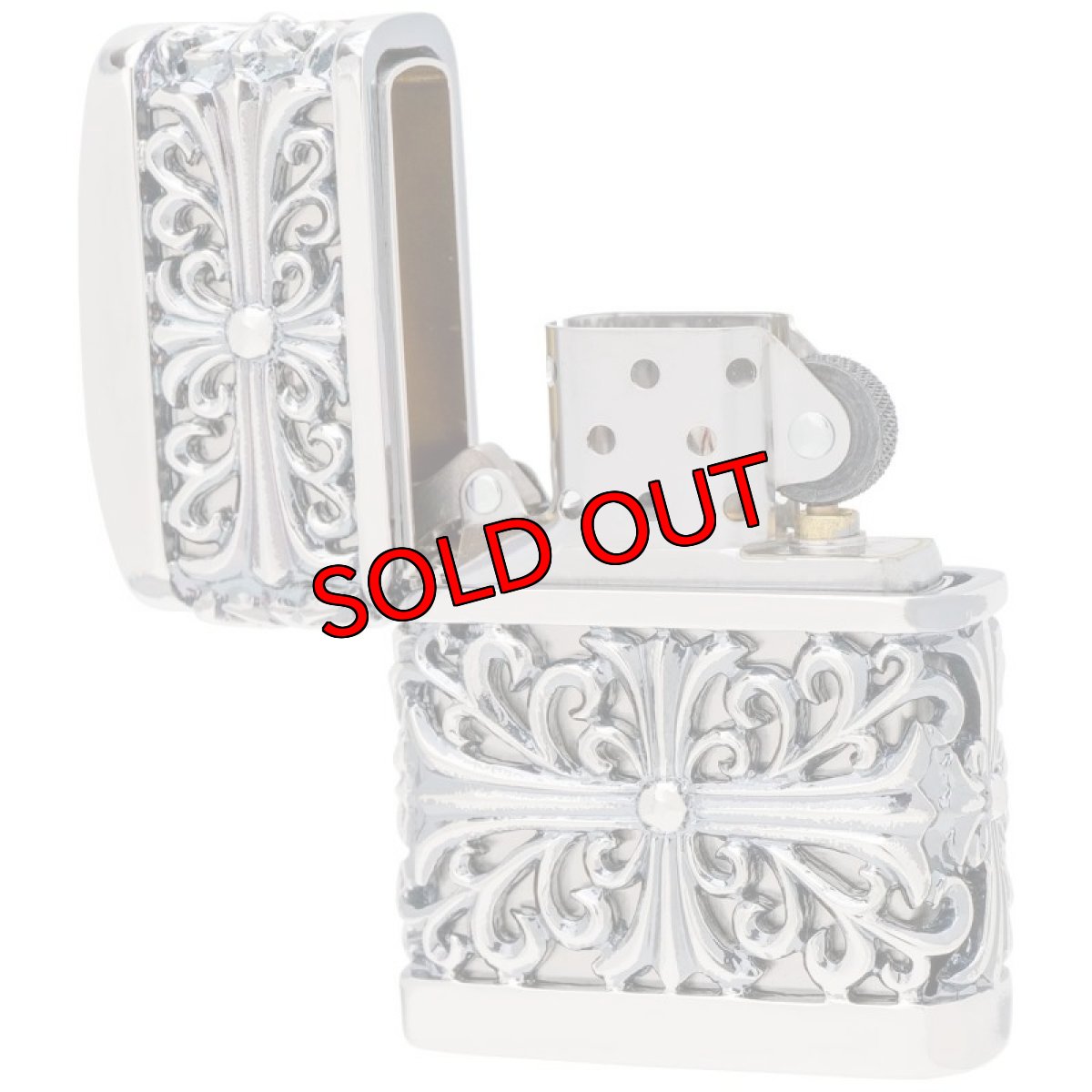 画像2: Zippo ジッポーライター：メタルジャケット クロス シルバー 銀燻し (2)