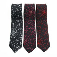 画像6: 【再入荷】パンク ロック系ネクタイ：スパイダー&ウェブ ナロータイ(スリムタイ) ブラック (6)