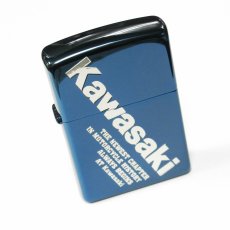 画像1: 【デッドストック】Zippoジッポーライター：KAWASAKI ブルーチタニウム 青 (1)