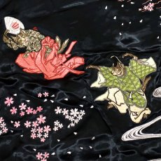 画像3: 【送料無料】花旅楽団 平安猫の宴会刺繍 リバーシブル スカジャン (3)