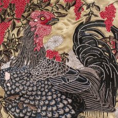 画像3: 【送料無料】花旅楽団 若冲の黒鶏刺繍 リバーシブル スカジャン (3)