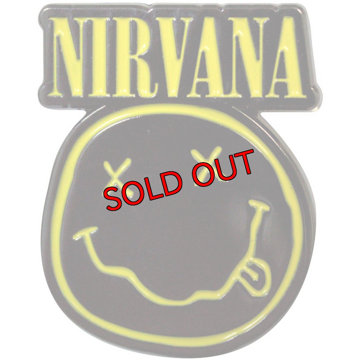 画像1: オフィシャル バンドピンバッジ：ニルヴァーナ NIRVANA Logo & Happy Face Cut-Out (1)