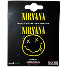 画像2: オフィシャル バンドピンバッジ：NIRVANA Logo & Happy Face Cut-Out (2)