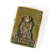 画像1: 【ユーズド】Zippo ジッポーライター：マルボロ カウボーイ メタル ブラス 真鍮 2003年製 (1)