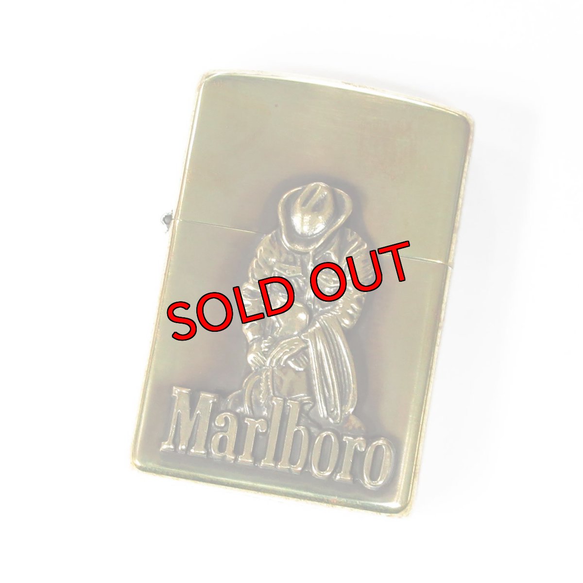 画像1: 【ユーズド】Zippo ジッポーライター：マルボロ カウボーイ メタル ブラス 真鍮 2003年製 (1)