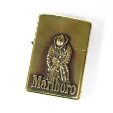画像1: 【ユーズド】Zippo ジッポーライター：マルボロ カウボーイ メタル ブラス 真鍮 2003年製 (1)