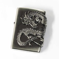 画像1: Zippo ジッポーライター：龍 サイドメタル ニッケル古美仕上げ  ドラゴン (1)