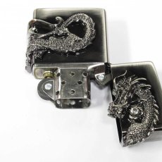 画像3: Zippo ジッポーライター：龍 サイドメタル ニッケル古美仕上げ  ドラゴン (3)