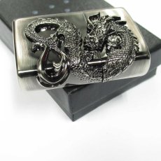 画像4: Zippo ジッポーライター：龍 サイドメタル ニッケル古美仕上げ  ドラゴン (4)