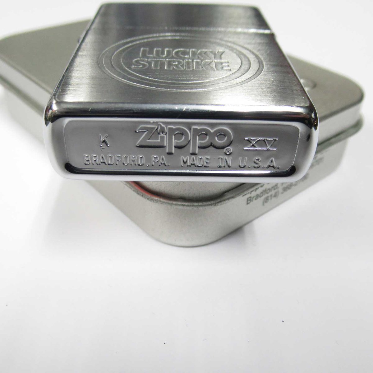 画像3: Zippo ジッポーライター：ラッキーストライク Large Bullseye 1999年製 ブラッシュドクローム シルバー 銀 (3)