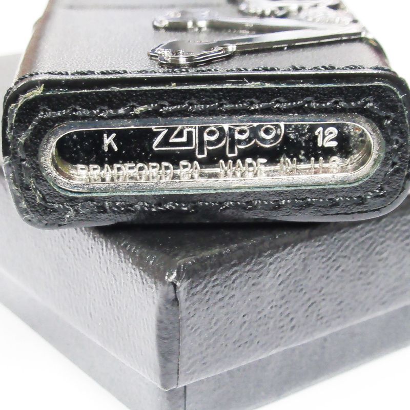 新品 Zippo 革巻 キーホール ブラック 吟スリ レザー ジッポー