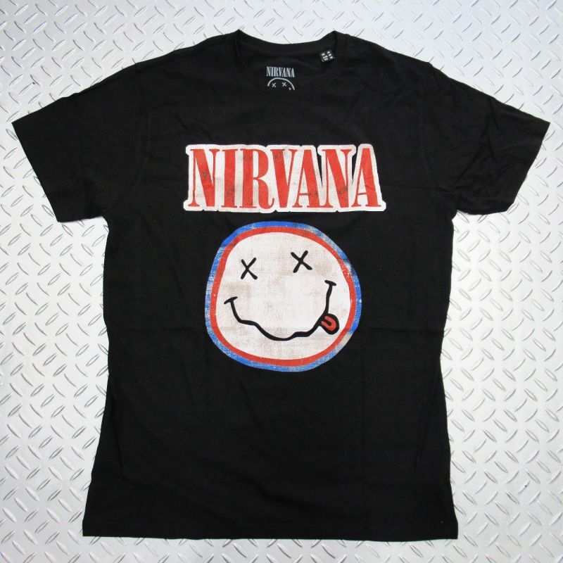 【再入荷】オフィシャル バンドTシャツ：NIRVANA Distressed Logo ブラック