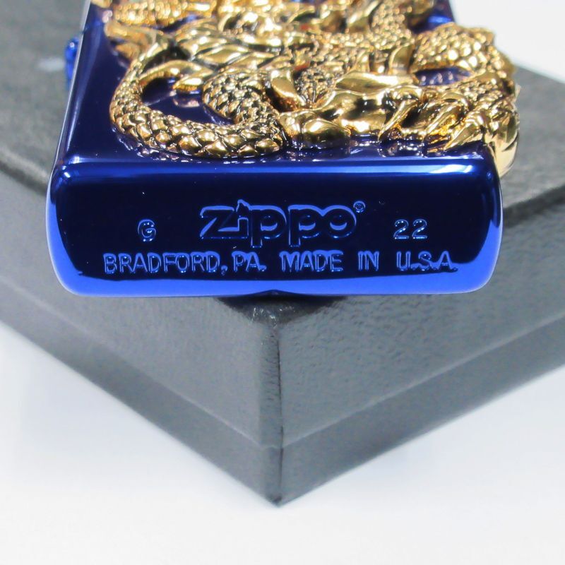 Zippoジッポーライター：ドラゴン メタル ターコイズ ブルー 100個限定