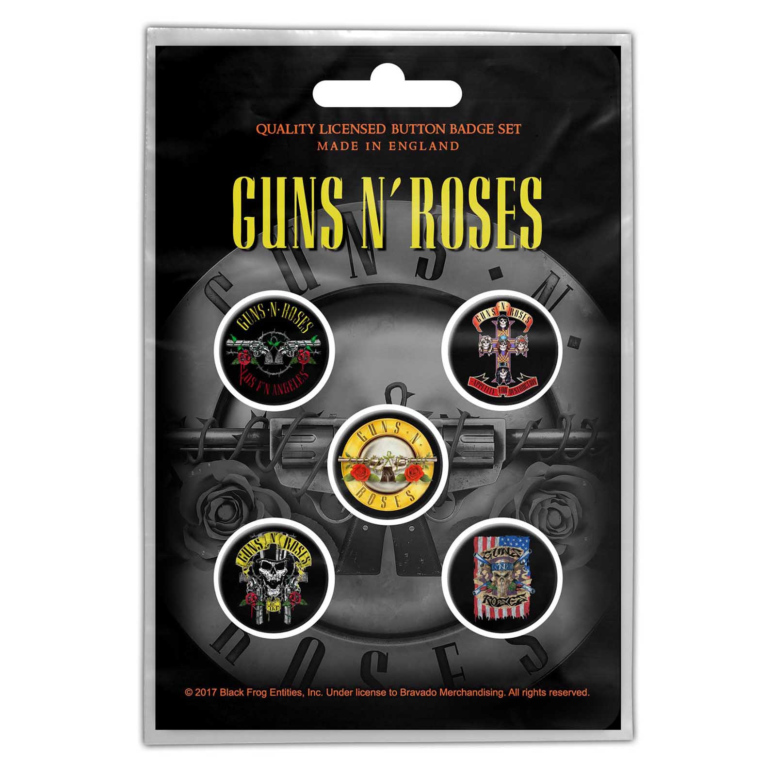 再入荷】オフィシャル バンド缶バッジ：GUNS N' ROSES Bullet Logo 5個